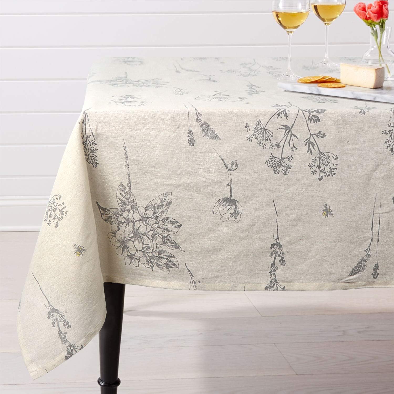 Beige Garden Floral Pure Cotton Tablecloth