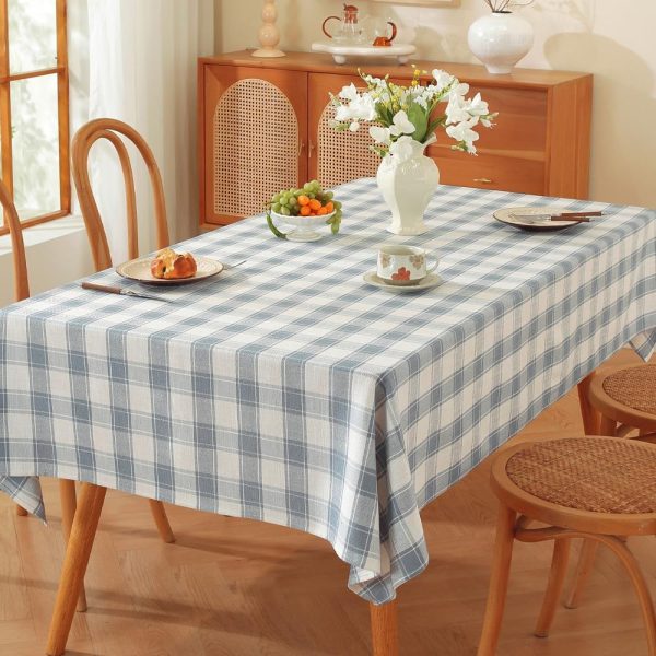 Blue And White Plaid Bohemian Pure Cotton Tablecloth
