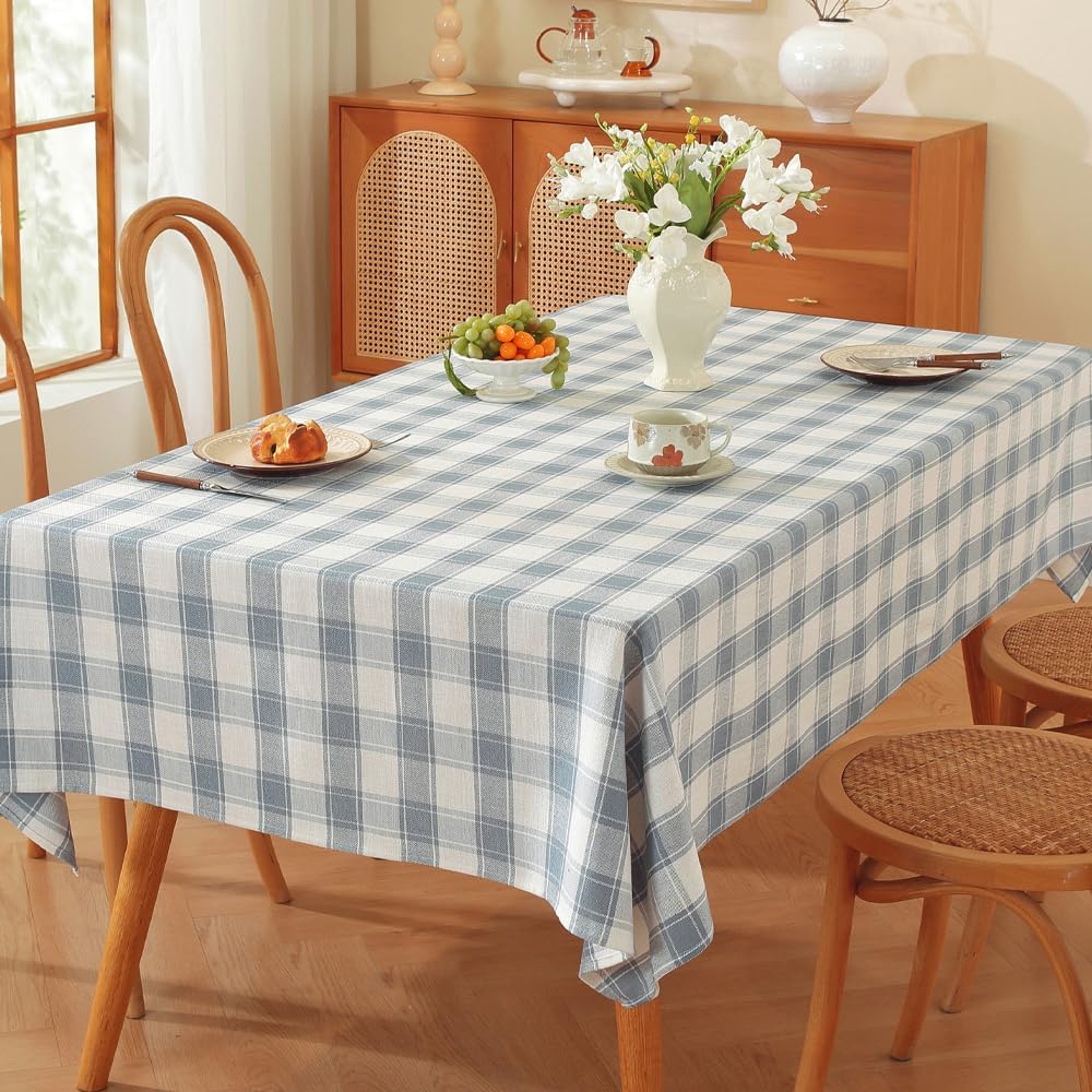 Blue And White Plaid Bohemian Pure Cotton Tablecloth