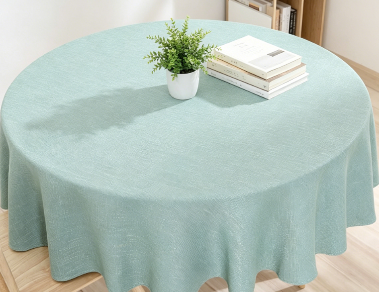 Farmhouse Style Solid Color Cotton And Linen Tablecloths, Blue-Green - Image 2