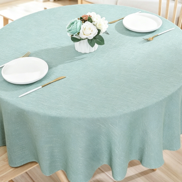 Farmhouse Style Solid Color Cotton And Linen Tablecloths, Blue-Green