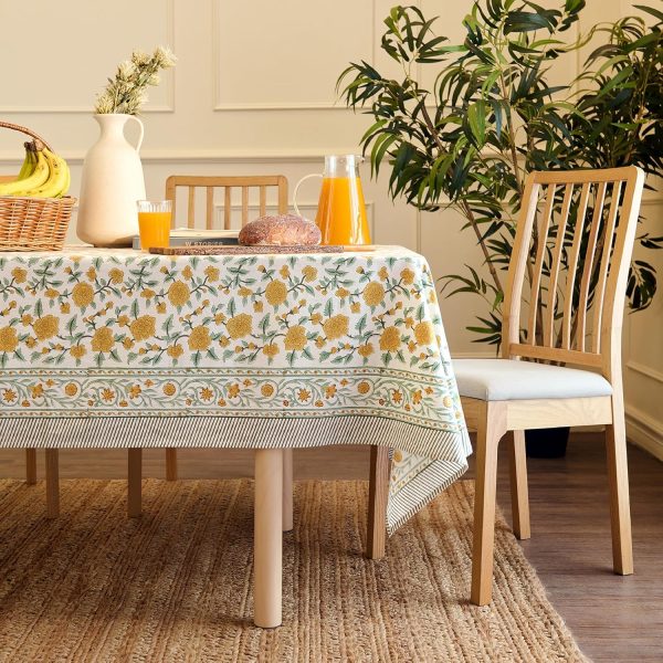Yellow Jaipur Floral Pure Cotton Tablecloth